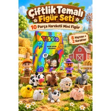 By Kidchen Tigglo 10'lu Hareketli Mini Hayvan ve Karakter Figür Oyuncak Seti | Çiftlik, Okyanus, Safari ve Orman Tema Seçenekleri