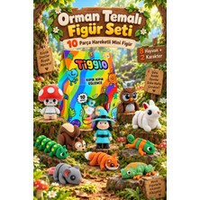 By Kidchen Tigglo 10'lu Hareketli Mini Hayvan ve Karakter Figür Oyuncak Seti | Çiftlik, Okyanus, Safari ve Orman Tema Seçenekleri