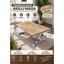 Sehpam Akıllı Yan Baştan Açılır Akıllı Yemek Masası Mdf Tabla Alt Mekanizma Metal Krom Kaplama