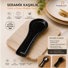 Pembelia Life Siyah Seramik Tezgah Üstü Kirli Kaşık Altlığı Kirli Kaşıklık Kepçe Altlığı