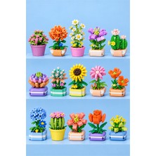 15’li Saksılı Çiçek ve Bitki Seti Brıcks 3D Mini Blok Yapı Oyuncağı