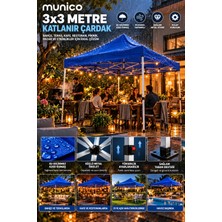 Munico 9 M² Katlanır Çardak 3x3 Metre Mavi Pazar Standı Kafe Restoran Bahçe ve Organizasyon Tentesi