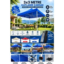 Munico 3x3 Metre Katlanır Çardak Mavi Su Geçirmez 420D Kumaş Metal Iskelet Bahçe Pazar Etkinlik Tentesi