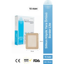 Yumuşak Silikon Köpük Yara Örtüsü,yapışkan Kenarlı Lite,su Geçirmez, Nefes Alır,ağrısız Çıkarılır,ince Esnek 20X15 cm 10 Adet (1 Kutu)