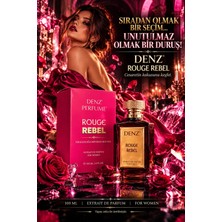 Denz Perfume Rouge Rebel Afrodizyaklı Kadın Parfüm Amber Misk Paçuli Beyaz Çiçekler Çiçeksi Fresh Extrait De Parfüm