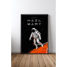Project Hail Mary Astronot Tasarım 4 Çerçeveli Tablo Poster Film Odası Duvar Dekoru