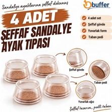 Dayanıklı Şeffaf Yuvarlak Sandalye Koruma Tıpa Seti 4 Adet