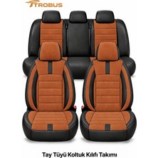 Trobus Volvo S 40 2012 2013 2014 2015 2016 ve Sonrası Uyumlu Nergis Serisi Ortopedik Tay Tüyü Oto Koltuk Kılıfı Taba Siyah