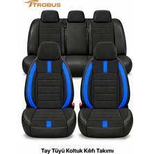 Trobus Renault Kangoo 2017 ve Sonrası Uyumlu Nergis Serisi Ortopedik Tay Tüyü Ticari 2+1 Oto Koltuk Kılıfı Mavi