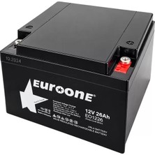 TeknoKapsül Euroone EO1226 12 Volt 26 Amper Kuru Akü Bakımsız Nikel Terminal Vrla Agm Deep Cycle