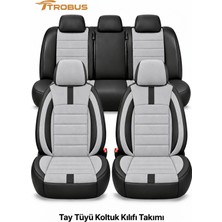 Trobus Toyota Rav4 2013-2018 Uyumlu Nergis Serisi Ortopedik Tay Tüyü Oto Koltuk Kılıfı Gri Siyah