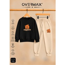 Overmax Capybara Baskılı Unisex Tasarım Bisiklet Yaka Çocuk Eşofman Takımı – 3-12 Yaş