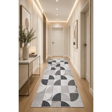 Babil Home Kaymaz Tabanlı Halı Kesme Yolluk Salon Koridor Mutfak Yatak Odası Halısı 3038 Gri