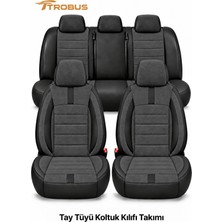 Trobus Kia Ceed 2006-2012 Uyumlu Nergis Serisi Ortopedik Tay Tüyü Oto Koltuk Kılıfı Füme Siyah