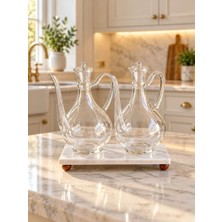 Morponi Mermer Stantlı Borosilikat Cam Glorry Yağlık 700 Ml+700 Ml