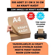 Uygun Kutu ve Ambalaj 500 Adet A4 Kraft Kağıt 21X30 100 Gr. Yazıcı Uyumlu, Vintage Resim Kağıdı, Çocuk Etkinlik Kağıdı