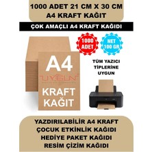 Uygun Kutu ve Ambalaj 1000 Adet A4 Kraft Kağıt 21X30 100 Gr. Yazıcı Uyumlu, Vintage Resim Kağıdı, Çocuk Etkinlik Kağıdı