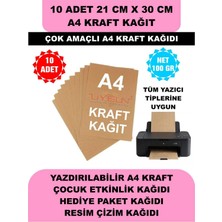 Uygun Kutu ve Ambalaj 10 Adet A4 Kraft Kağıt 21X30 100 Gr. Yazıcı Uyumlu, Vintage Resim Kağıdı, Çocuk Etkinlik Kağıdı