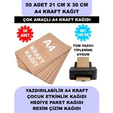 Uygun Kutu ve Ambalaj 50 Adet A4 Kraft Kağıt 21X30 100 Gr. Yazıcı Uyumlu, Vintage Resim Kağıdı, Çocuk Etkinlik Kağıdı