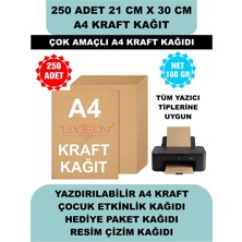 Uygun Kutu ve Ambalaj 250 Adet A4 Kraft Kağıt 21X30 100 Gr. Yazıcı Uyumlu, Vintage Resim Kağıdı, Çocuk Etkinlik Kağıdı