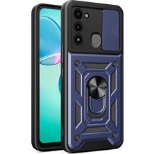 ENNAR Tecno Spark 8c Tank Kılıf Manyetik Standlı Sürgülü Kamera Korumalı Yüzüklü Kapak