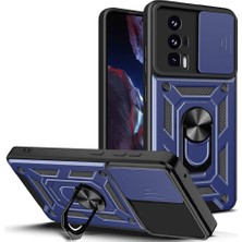 ENNAR Xiaomi Poco F5 Tank Kılıf Manyetik Standlı Sürgülü Kamera Korumalı Yüzüklü Kapak