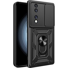 ENNAR Honor 70 Tank Kılıf Manyetik Standlı Sürgülü Kamera Korumalı Yüzüklü Kapak