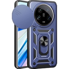 ENNAR Xiaomi Mi 14 Ultra Tank Kılıf Manyetik Standlı Sürgülü Kamera Korumalı Yüzüklü Kapak