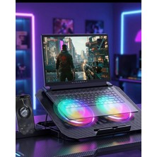 Rgb Işıklı Laptop Soğutucu Stand Çift Fanlı Sessiz Çalışan Ayarlanabilir