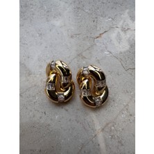 Helen Jewerly Burgu Düğüm Vintage Zirkon Taşlı Marka Küpe