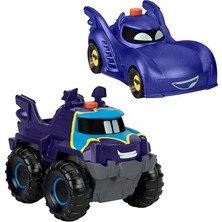 Mythriva Fisher-Price Batwheels™ Işıklı Yarışçılar Fisher-Price Dc Batwheels Işıklı 1:55 Ölçekli Oyuncak Arabalar, Batmobile Bam ve Buff, 2 Parça HML25