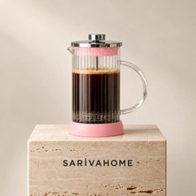 600 ml French Press Kahve ve Bitki Çayı Demliği Cam Hazneli Metal Filtreli Manuel Kahve Demleme Makinesi Sariva Home