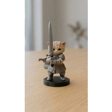 Renibo 3D Savaşçı Kedi Figürü 10CM- Warrior Kitten- Kılıçlı ve Zırhlı Minyatür Kedi Biblosu, Masaüstü Dekorasyon & 3D Baski Koleksiyon