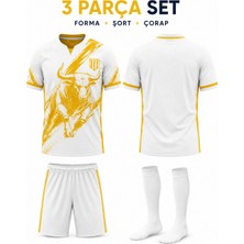 Sidas Fenerbahçe.beyaz-Gold Çocuk Futbol Forması Takımı 3 Parça Forma+Şort+Çorap