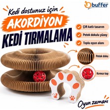 TeknoKapsül Buffer® Akordiyon Karton Kedi Tırmalama Oyuncağı – Mıknatıslı Katlanabilir Etkileşimli Kedi Oyuncağı,pençe Tahtası