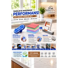 Emoev Mutfak Temizlik Seti Kendinden Sıkmalı Mini Mop + 5'li Mikrofiber Bez + Bulaşık Süngeri 3 'ü 1 Arada