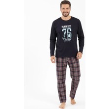 Free Beka Uzun Kollu Ekose Desenli Altı Kareli Erkek Pijama Takımı Pamuklu Ve Rahat Kumaş