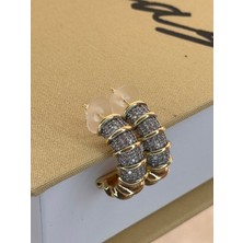 Helen Jewerly Burgu Model Zirkon Taşlı Gold Plaka Küpe
