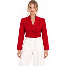 Kruvaze Kapama Yapılı Crop Blazer