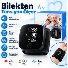 Alpotekno Dijital Bilekten Tansiyon Ölçer Sesli Otomatik Tansiyon Aleti Nabız Ölçer 2 Kullanıcılı Şarjlı