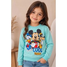 Kamikam Kız Çocuk Baskılı Pamuklu 2 Iplik Penye Sweatshirt 9-12 Yaş