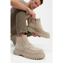 Zerenyus Zrk-K1 Premium Bej Süet Fermuarlı Günlük Erkek Bot