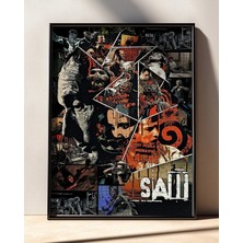Saw Movie Poster Collage Film Posteri Çerçeveli Tablo Sinema Odası Duvar Dekoru