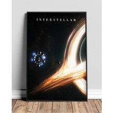 Interstellar Movie Poster With Black Hole Film Posteri Çerçeveli Tablo Sinema Odası Duvar Dekoru