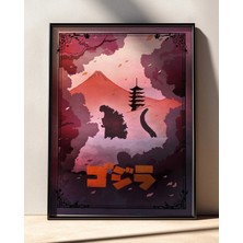 Gojira Kaiju's Japanese Dawn Çerçeveli Tablo Poster Duvar Dekoru