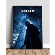 Ghostface Scream Film Posteri Çerçeveli Tablo Sinema Odası Duvar Dekoru
