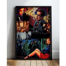 Classic Film Noir Comic Collage Film Posteri Çerçeveli Tablo Sinema Odası Duvar Dekoru