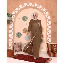Berel Moda Namaz Feracesi Camel Elif Vav Nakışlı Biyeli Oversize Standart Beden