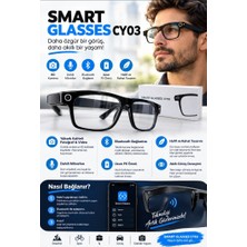 Elma Shop CY03 Kameralı Akıllı Gözlük - Bluetooth – Hd Fotoğraf Video Çekimi - Müzik - Telefon Görüşmesi -  Sesli Asistan