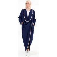 Berel Moda Tesettür Tunik Lacivert Fenomen Çapraz Kesim Salaş Biyeli Çift Cepli Uzun